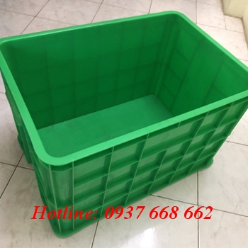 thùng nhựa 8t đặc cao 390. Màu xanh lá